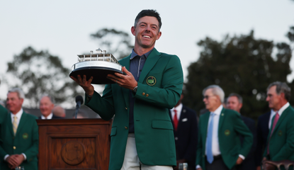 Rory McIlroy holds The Masters trophy