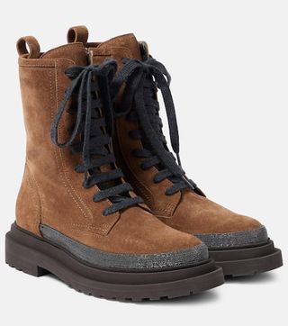 Suede Combat Boots