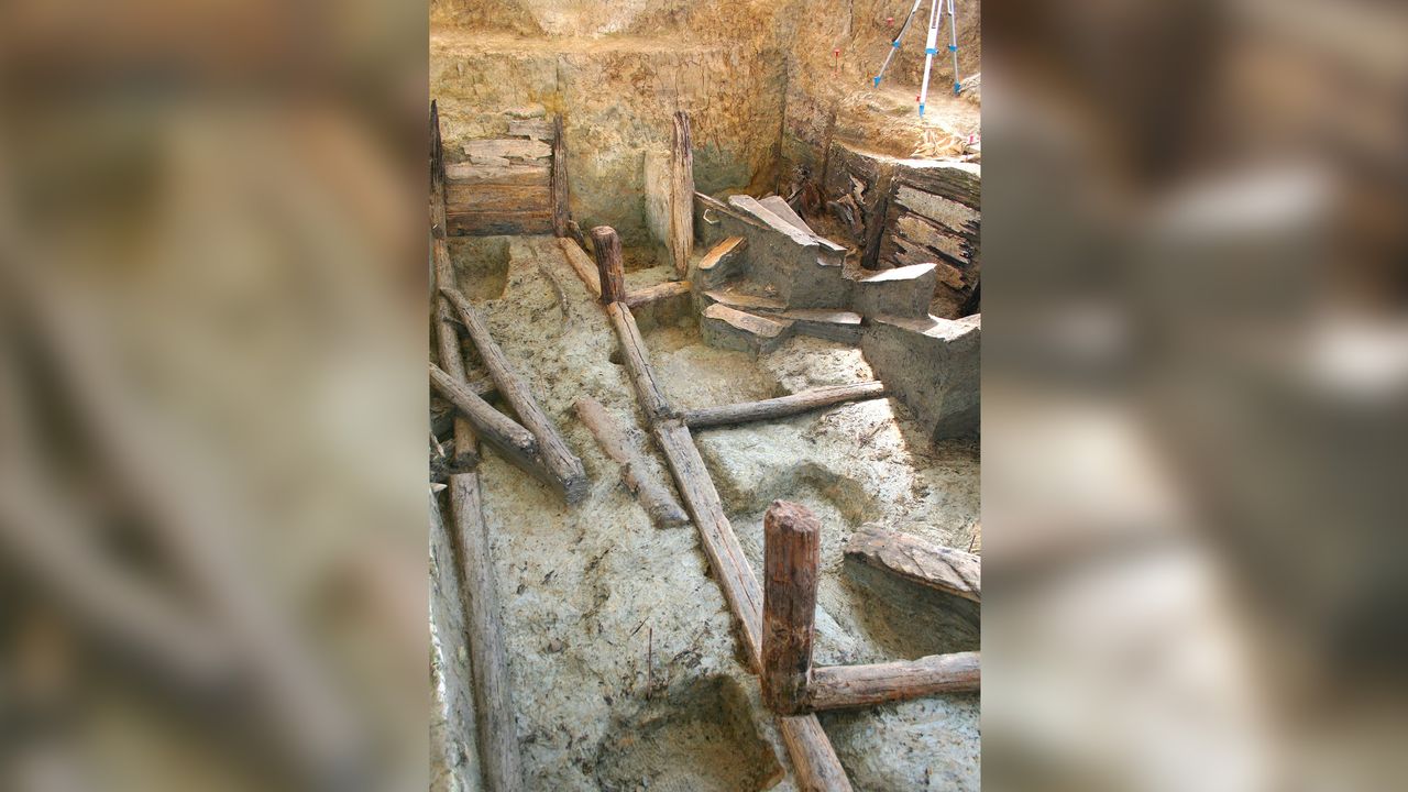 Excavations showed the pit was the second such structure built at the site more than 3,000 years ago; discarded tools and supporting timbers show the first structure collapsed as it was being built.