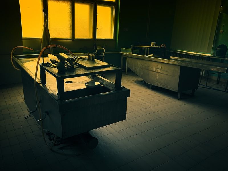 An autopsy room.