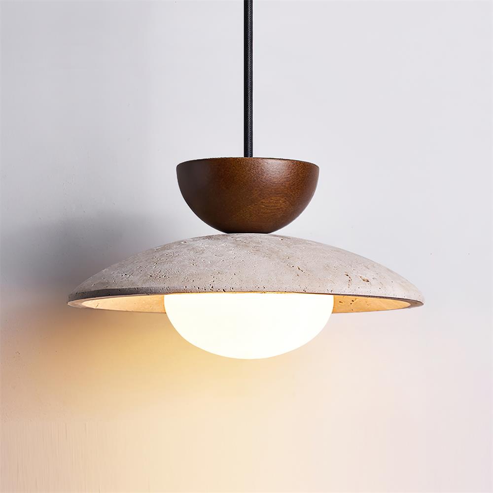 Cleo Travertine Pendant Lights - Walnut
