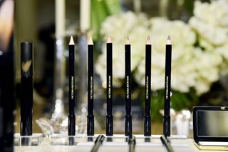 Victoria Beckham eyeliners lined up on display in shop