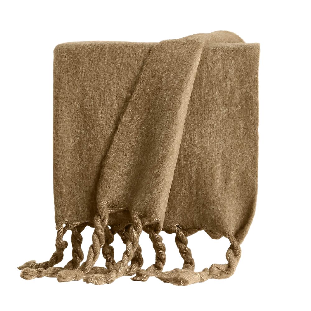 Cozy Fringe Camel Tan Throw Blanket