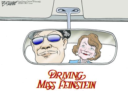 Political cartoon U.S. Driving Miss Daisy Diane Feinstein Chinese spy