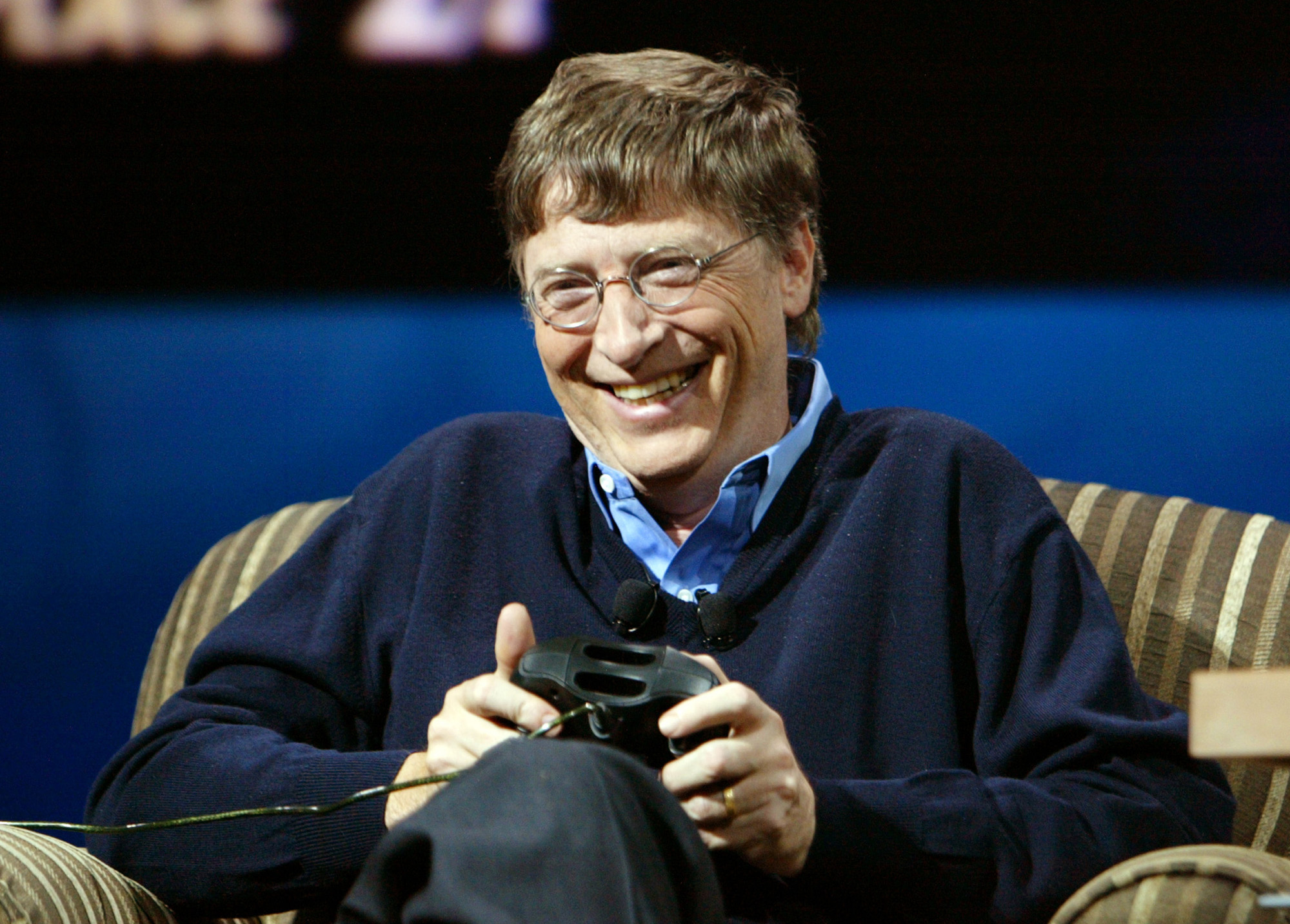 Bill Gates demonstrating Xbox hardware.