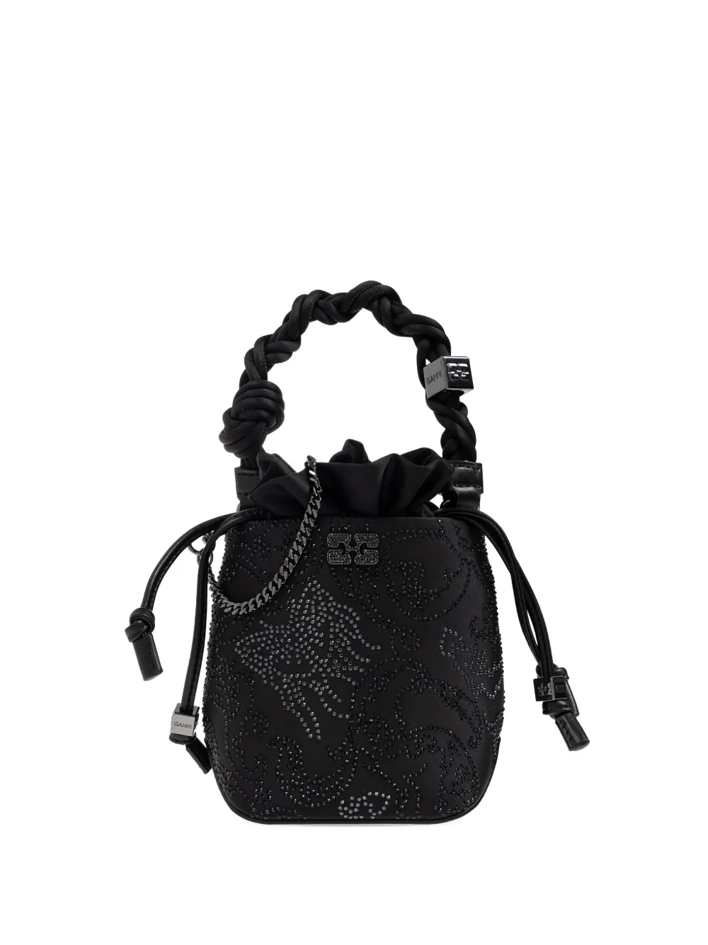 Ganni Bou Braided-Handle Crystal-Embellished Bucket Bag | One Size