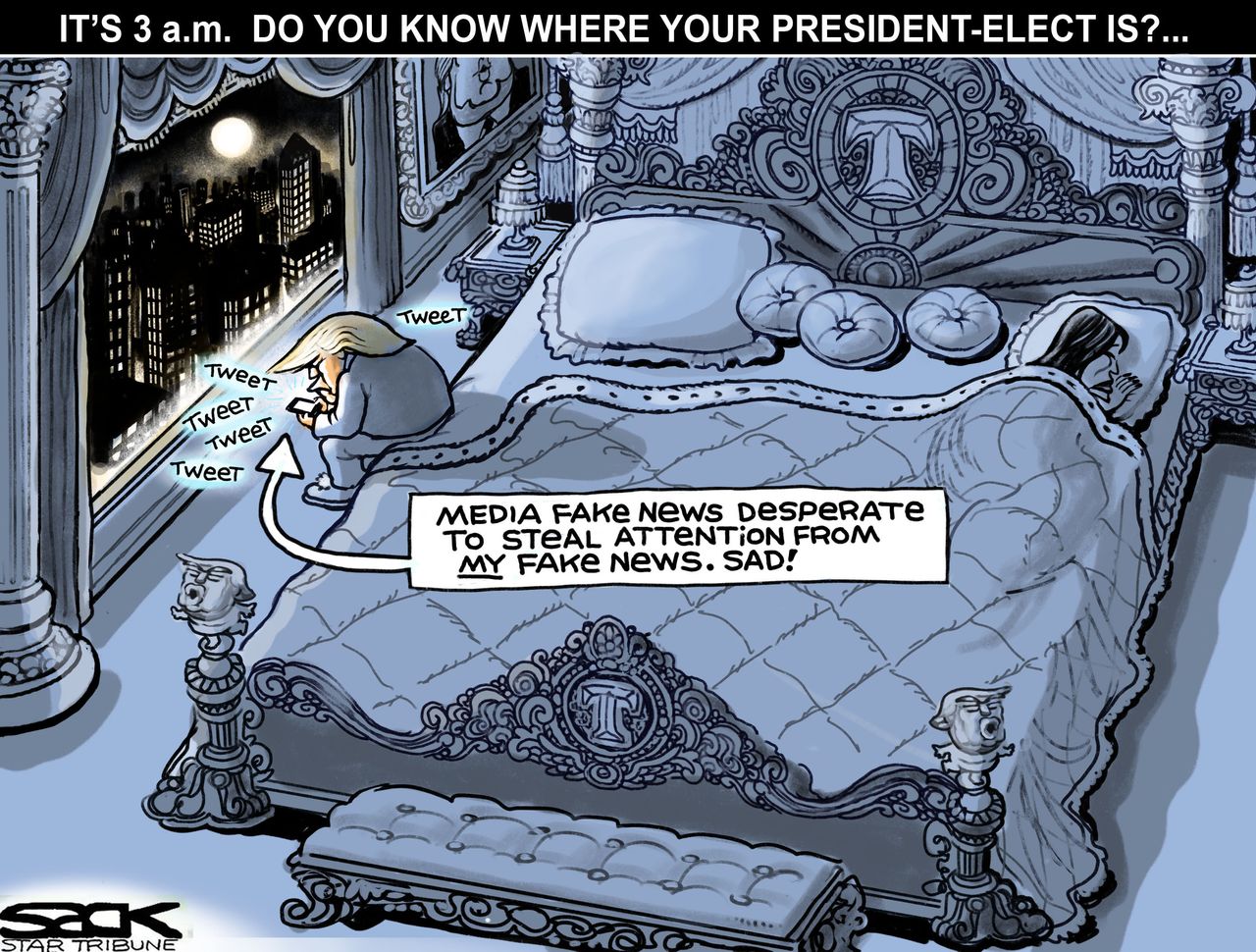 Political cartoon U.S. Donald Trump Twitter