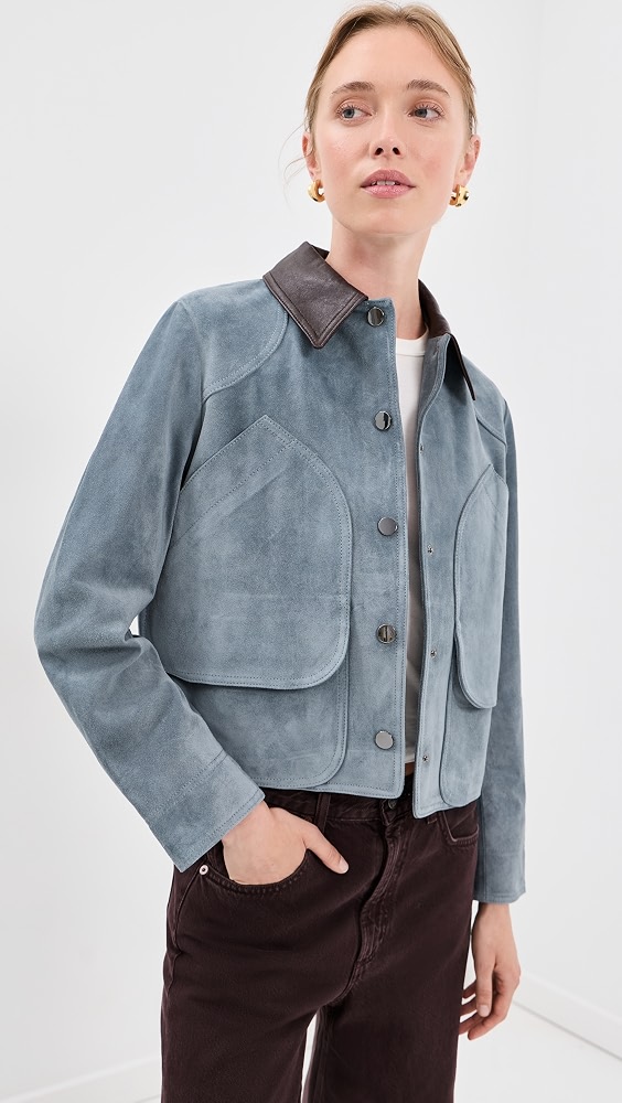 Walters Cropped Barn Jacket - Blue Steel