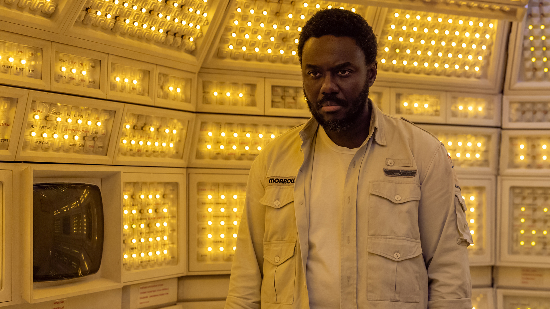 Still from FX's Alien: Earth TV show. Pictured: Babou Ceesay as Morrow. CR: Patrick Brown/FX.