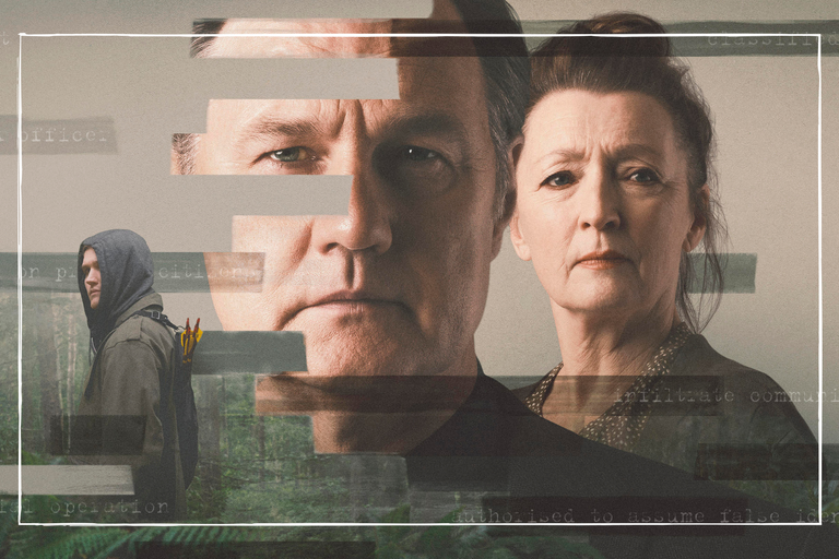 the promotional poster for BBC drama Sherwood with the faces of David Morrissey and Lesley Manville