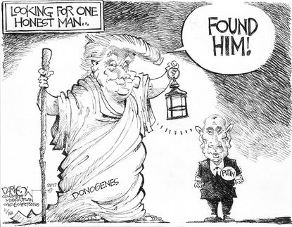 Political cartoon U.S. Trump Putin lies