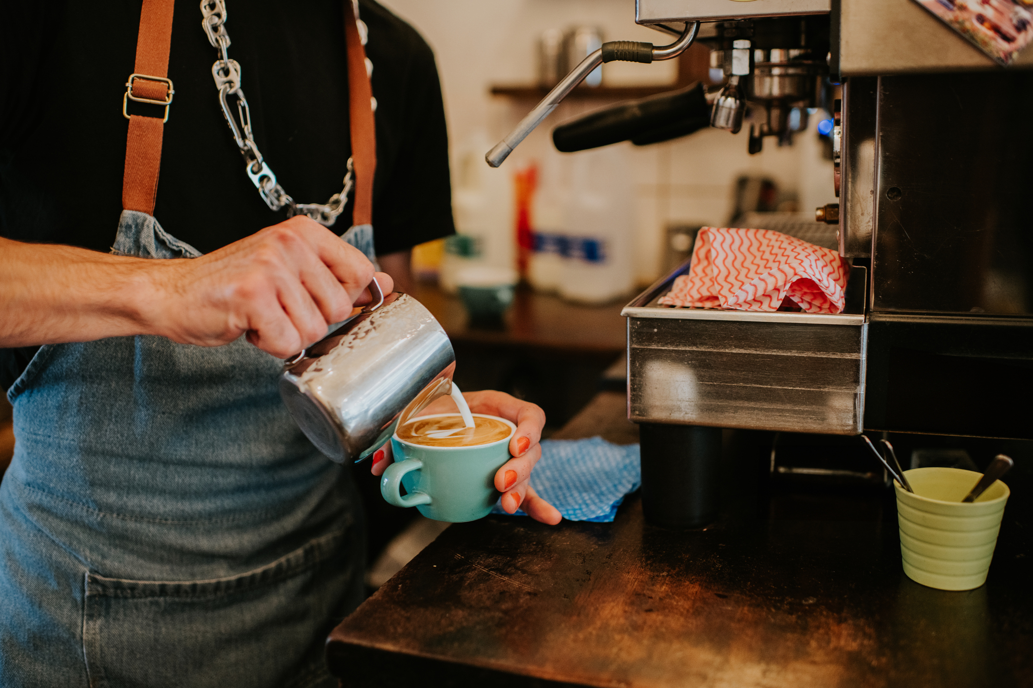 Barista making a coffee