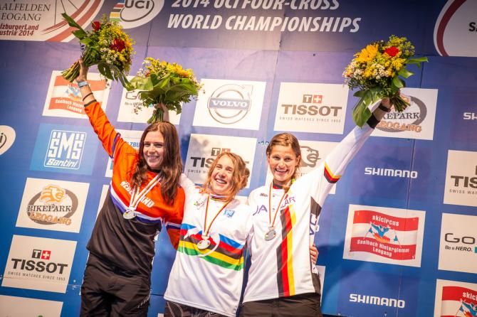 Elite women's UCI four cross world championships podium
