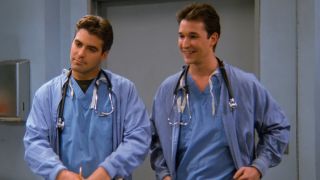 George Clooney and Noah Wyle as doctors on an episode of Friends.