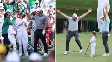 Brooks Koepka high fives fans, Shane Lowry and Rory McIlroy celebrate
