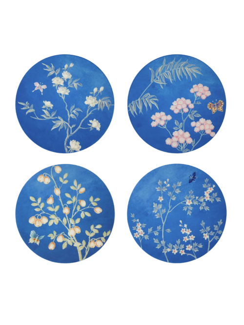 Blue Chinoiserie Coasters, Set of 4