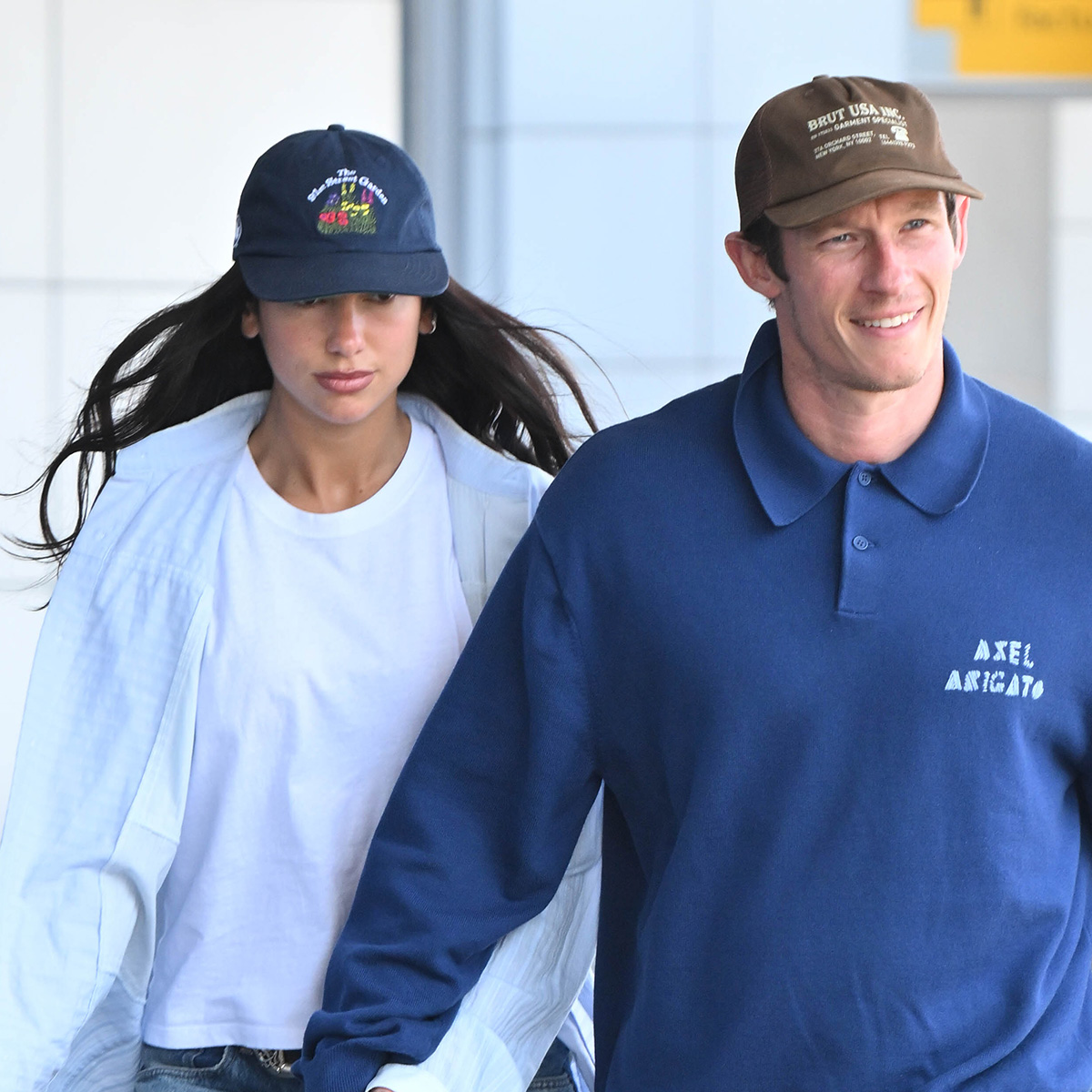 Dua Lipa and Callum Turner arriving at JFK after their honeymoon in Italy