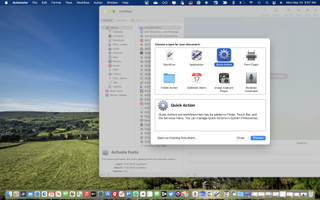 Automator on macOS showing Quick Action workflow