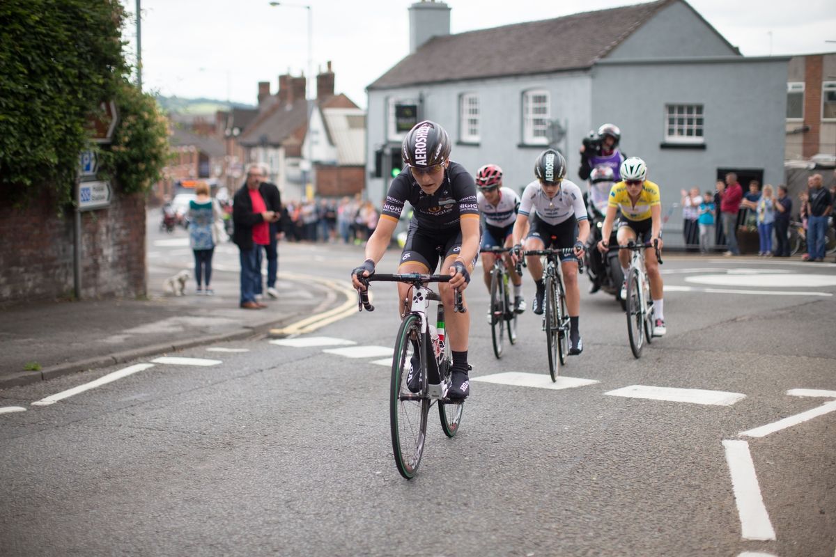 Elisa Longo-Borghini (ITA) of Wiggle Hi5 Cycling Team leads a small group of riders during stage 4 of the Aviva Women's Tour
