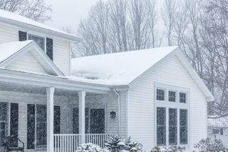 a house covered in snow