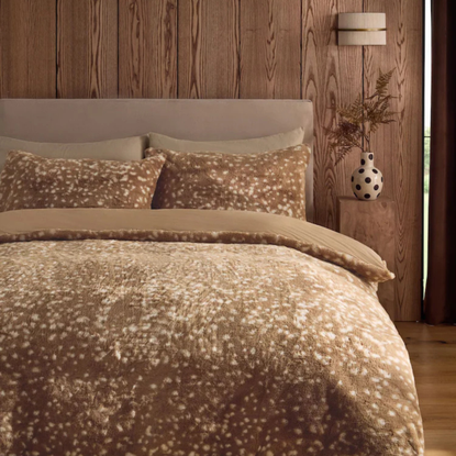 Natural Deer Dapple Faux Fur Duvet Cover and Pillowcase Set