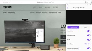 Logitech Brio 500 review: Logi Tune software screenshot