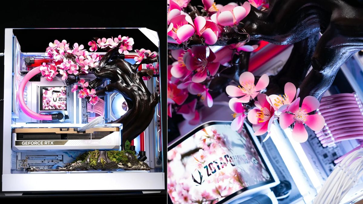 $14,000 gaming PC features 70 handcrafted titanium cherry blossoms which unfurl as temperatures rise