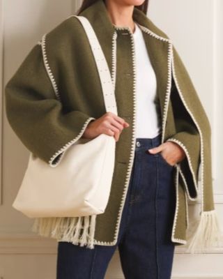 Totême Draped fringed wool-blend jacket 