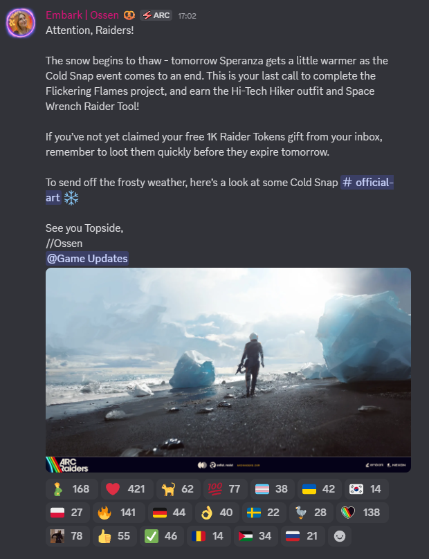 Arc Raiders Discord screenshot