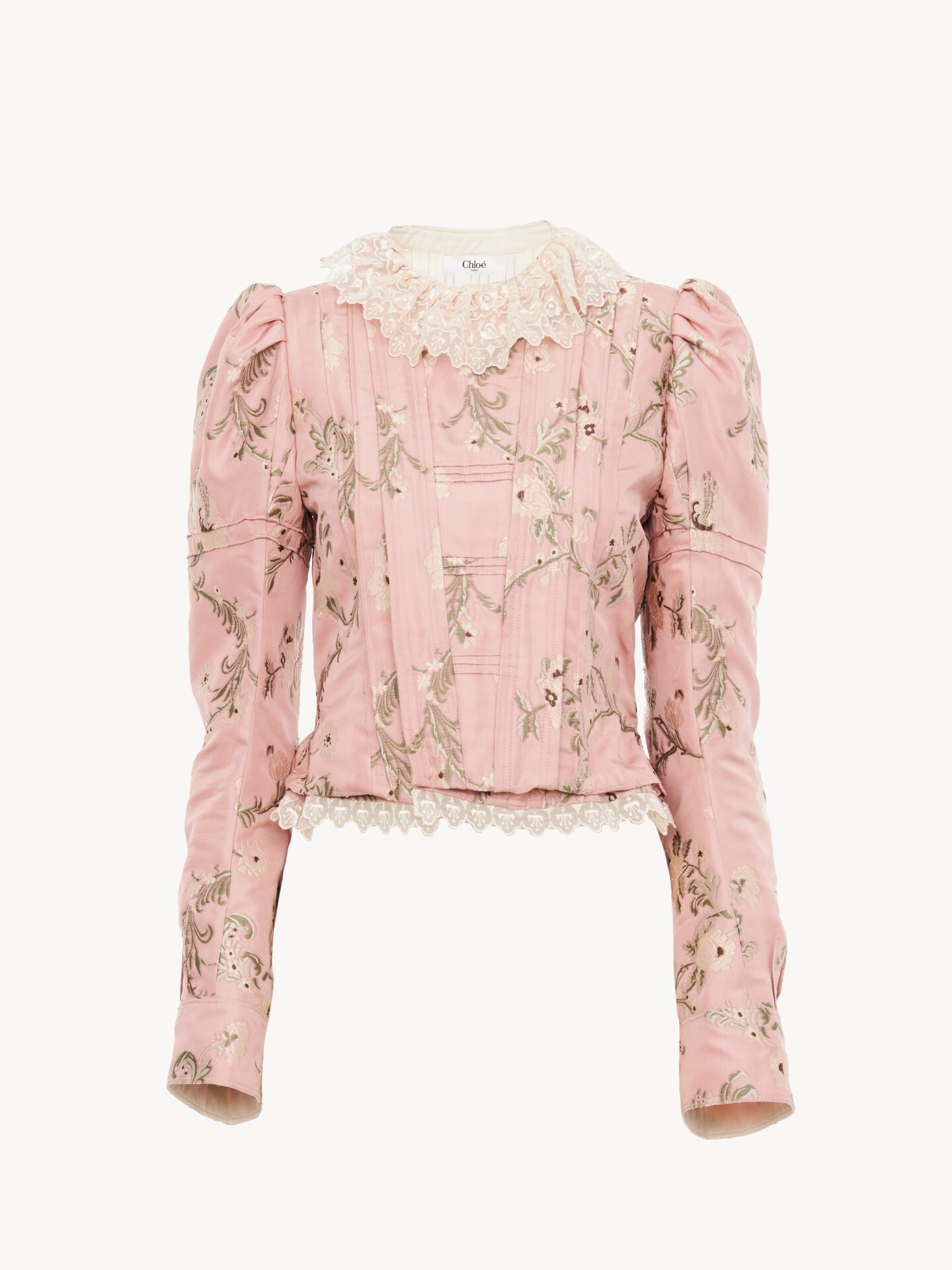 Fitted Jacket in Taffeta Jacquard &amp; Lace