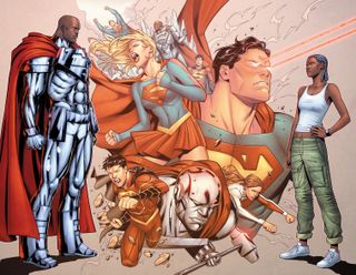 Steel and Natasha Irons, with other heroes between them.