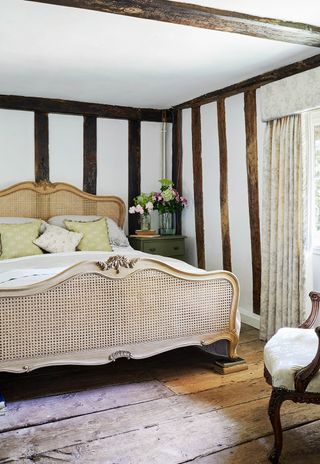 Cottage bedroom with beams