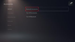 how to connect PS4 controller to PS5 — select Bluetooth accessories