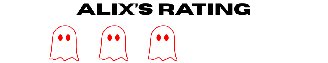 Scary rating with a ghost emoji in red