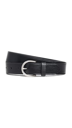 Madewell Women's Medium Perfect Leather Belt, Black and Silver, Medium