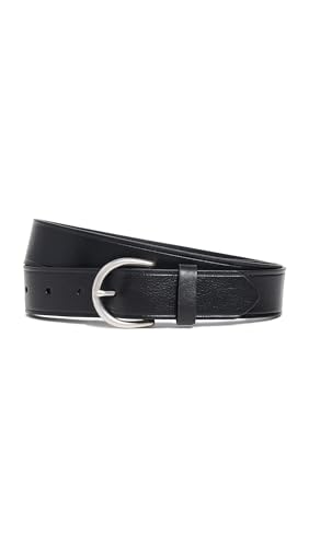 Madewell Women's Medium Perfect Leather Belt, Black and Silver, Medium