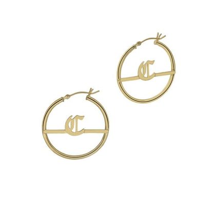 The M Jewelers The Mini Gothic Initial Hoop
