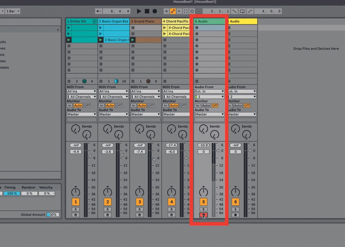 How to make a track in Ableton Live 11 Lite: recording external audio ...