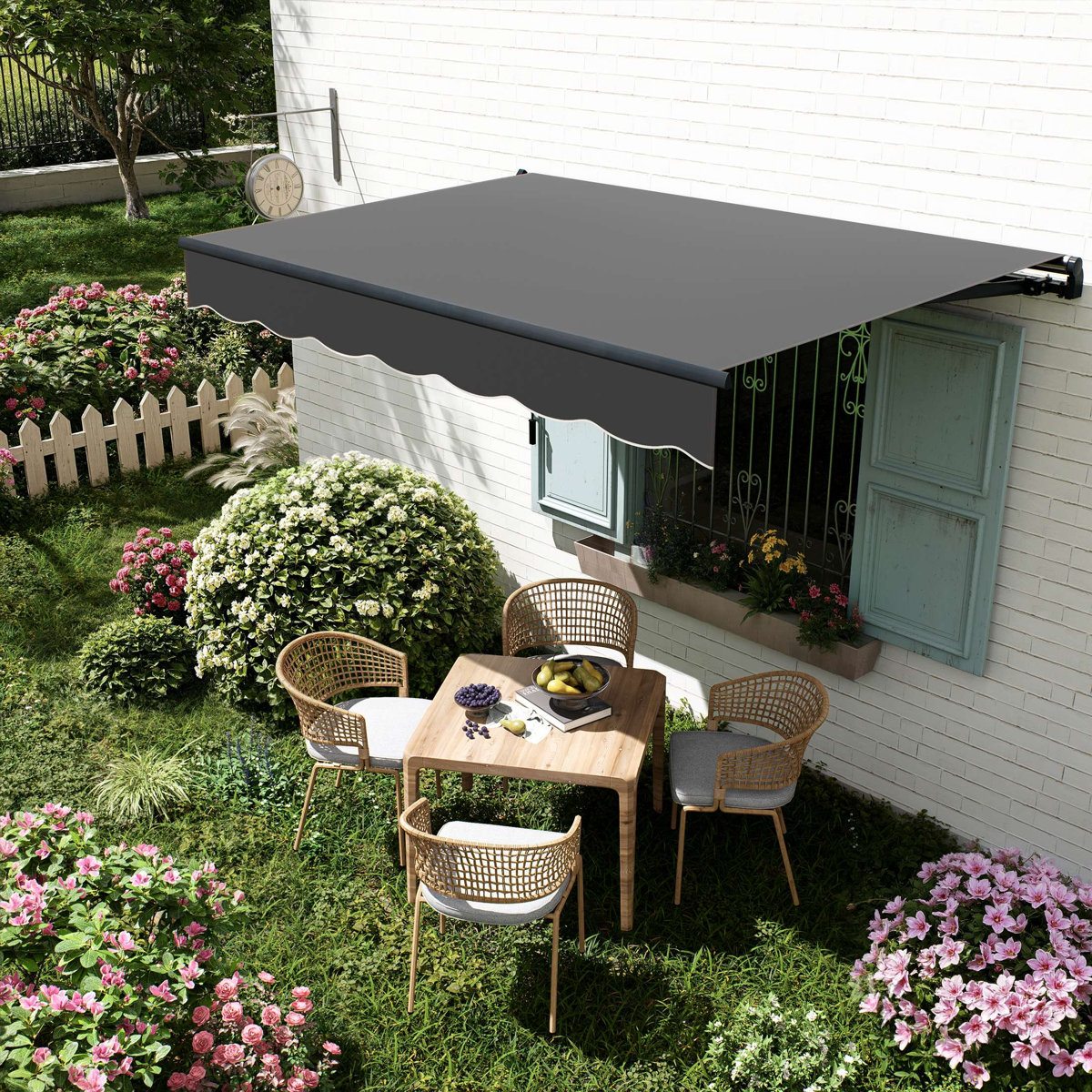 Haxvinuk Retractable Patio Awning With Polyester Cover ,door Canopy,window Awning,freestanding Awning &amp;amp; Reviews | Wayfair.co.uk