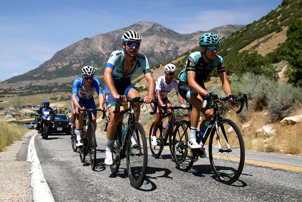 Quinten Kirby (Wildlife Generation), Christopher Heider (Dauner-Akkon),Austin Stephens (303 Project) and Ignacio Prado (Canel's Specialized) lead the breakaway
