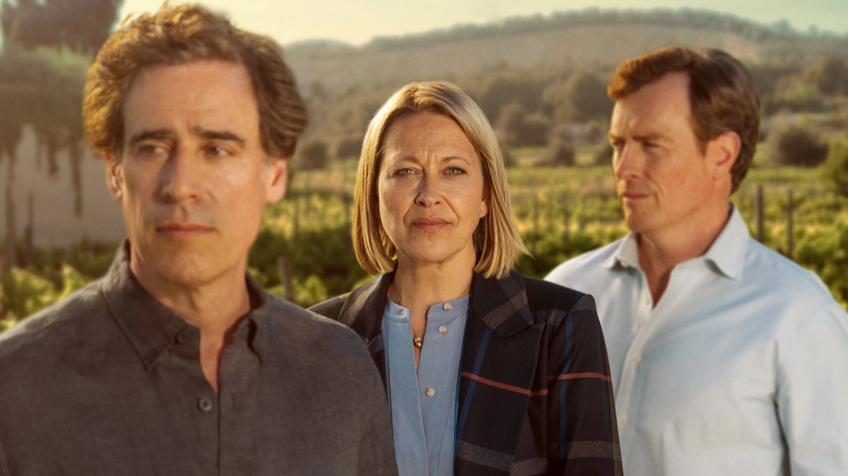 &#039;The Split: Barcelona&#039; - (from left to right) Steven Mangan as Nathan, Nicola Walker as Hannah and Toby Stevens as Archie