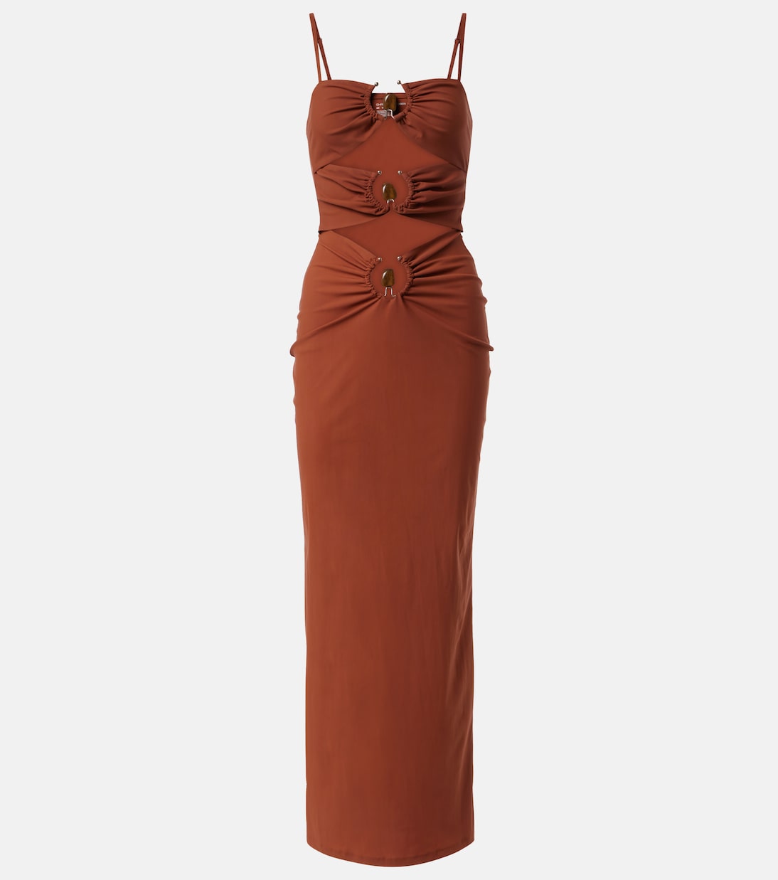 Pierced Orbit Cutout Jersey Maxi Dress in Brown - Christopher Esber
