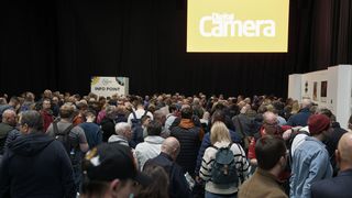 Crowds waiting to enter The Photography & Video Show 2024, held at the NEC, Birmingham, UK