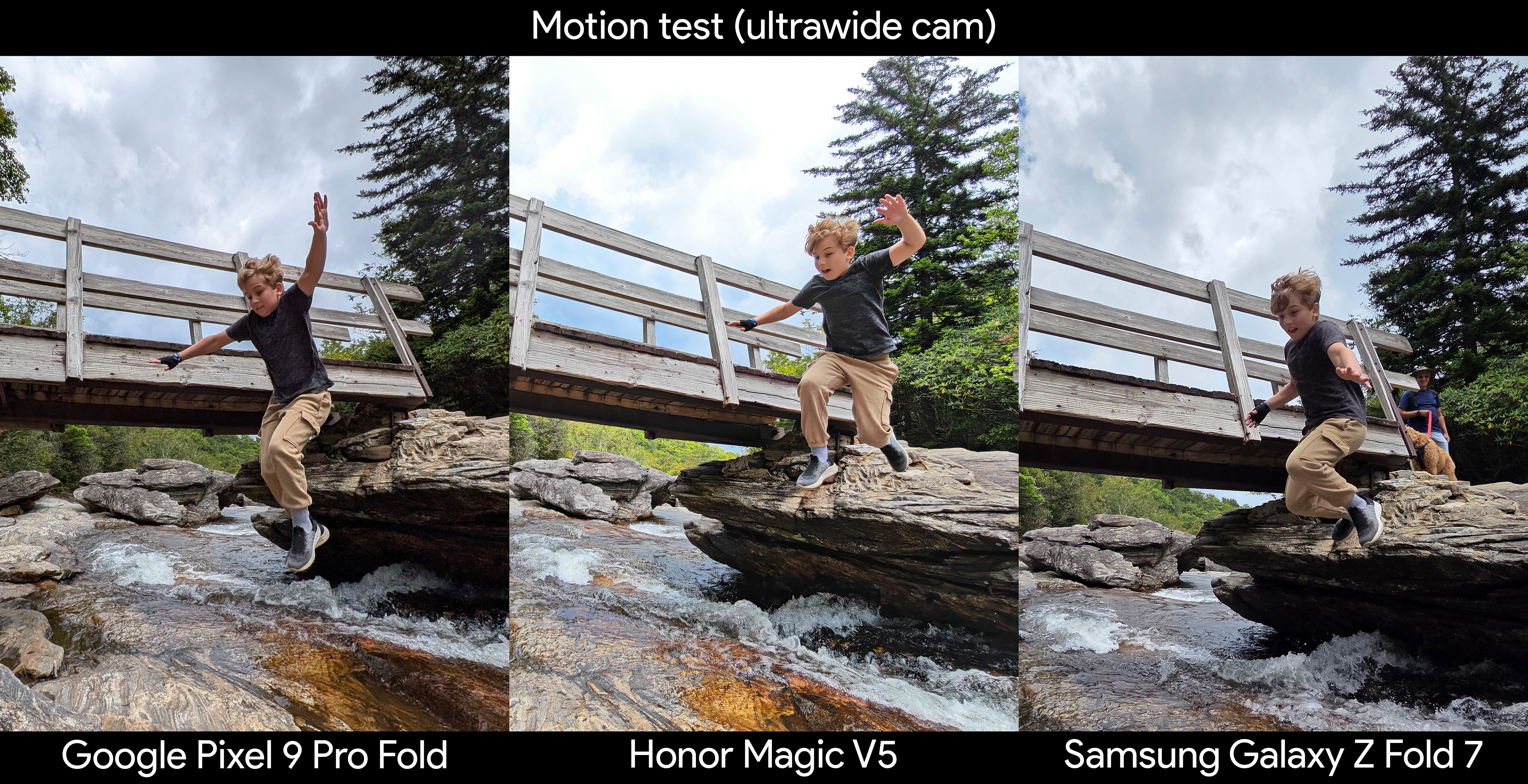 Testing out the Honor Magic V5's automatic motion capture and comparing it to manual capture with the Google Pixel 9 Pro and Samsung Galaxy Z Fold 7