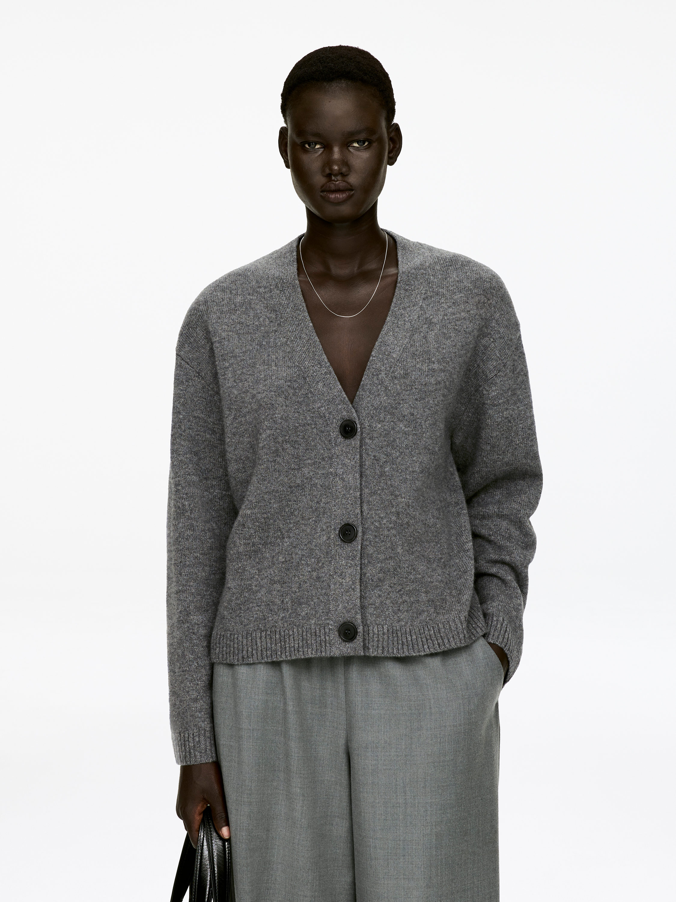 Cashmere-Wool Cardigan &amp;ndash; Grey Melange &amp;ndash; Women &amp;ndash; Arket Gb