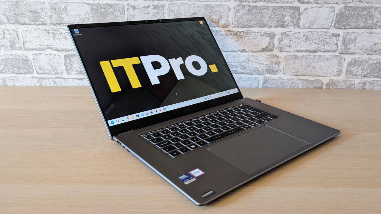 The MSI Prestige A16 AI+ on the ITPro background