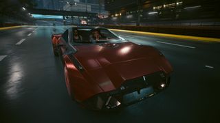 Cyberpunk 2077 2.3 update screenshot of V and Johnny sitting in the new Yaiba Semimaru red car