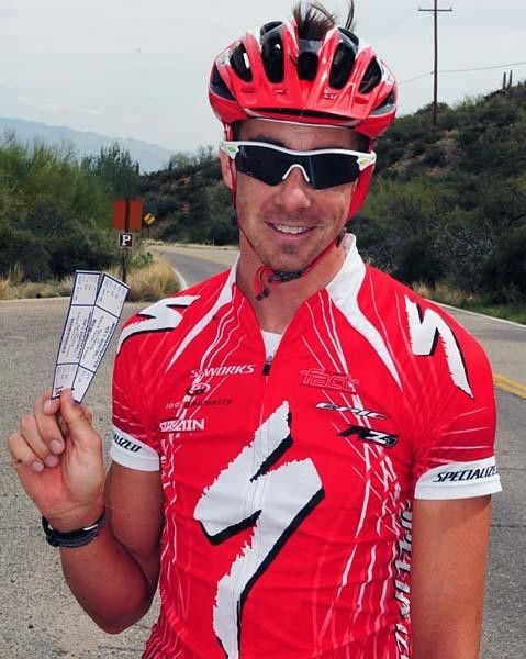 Todd Wells (Specialized) scores some scarce tickets to see the University of Arizona basketball game.