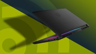 An MSI Katana 15, the best budget gaming laptop, against a tachradar background
