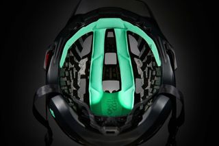Detail of Lazer's new KinetiCore helmet technology